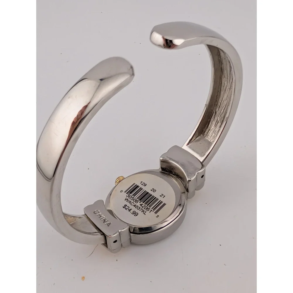 Vivani Watch Women 21mm Case Two Tone Hinge Bangle Band- New Battery